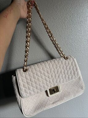 Karl Lagerfeld Quilted Chain-Handle Shoulder Bag in Light Beige